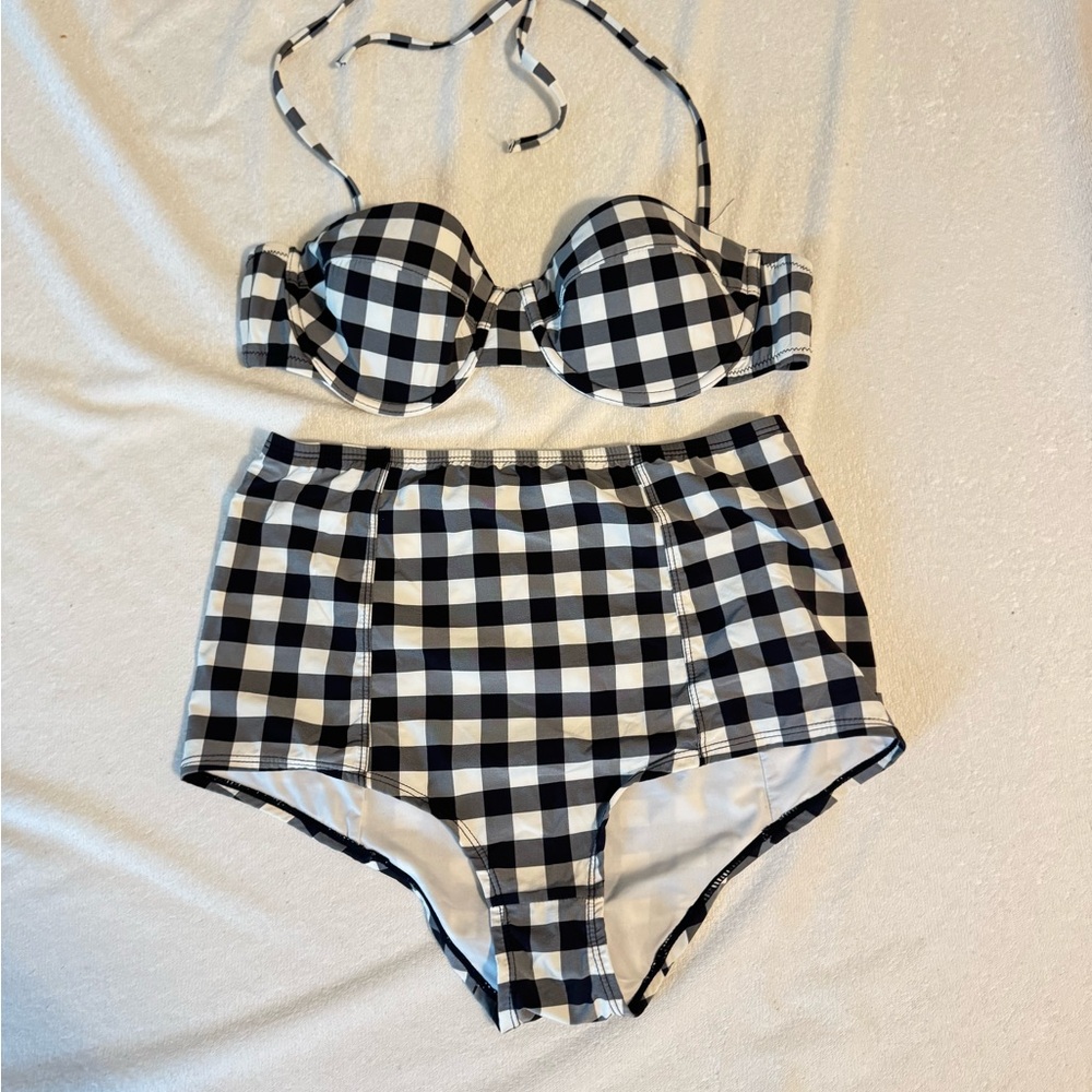 J. Crew Black and White Gingham Bikini Bottoms